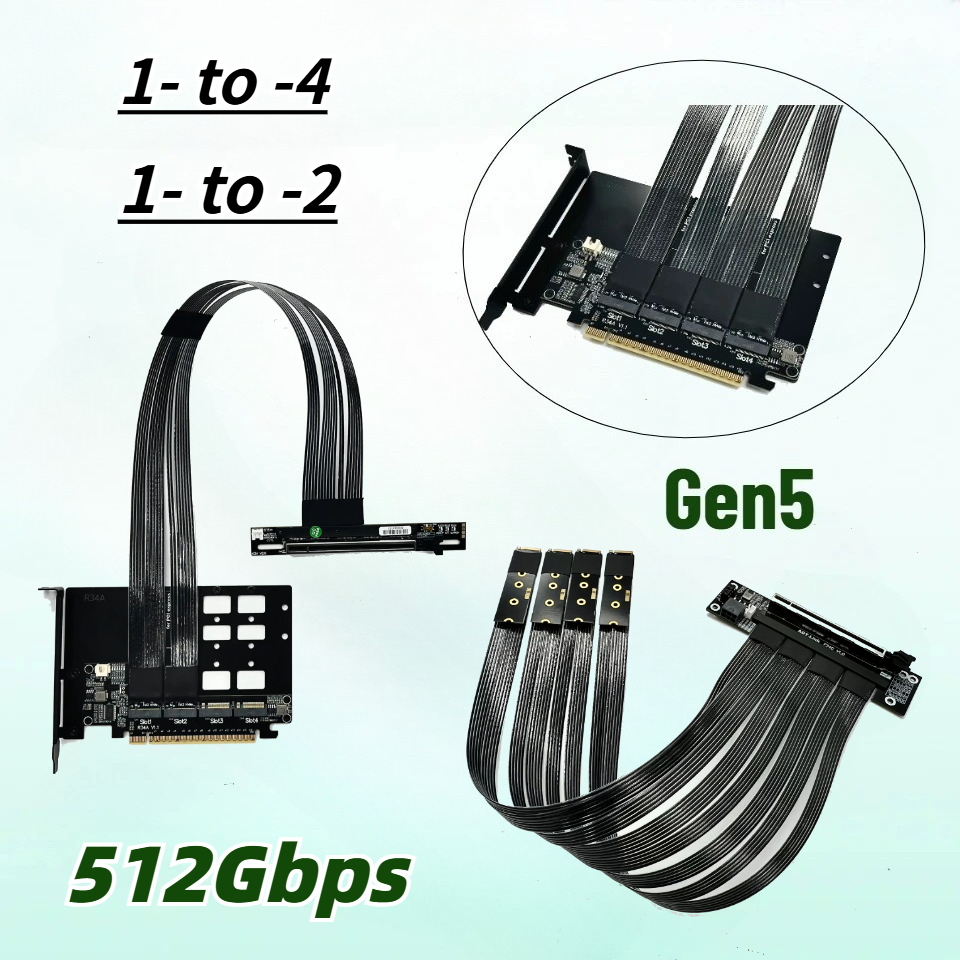 Pcie 5.0 Gpu Riser Cable - PCIe 5.0 X16 4*M.2 NVMe zu